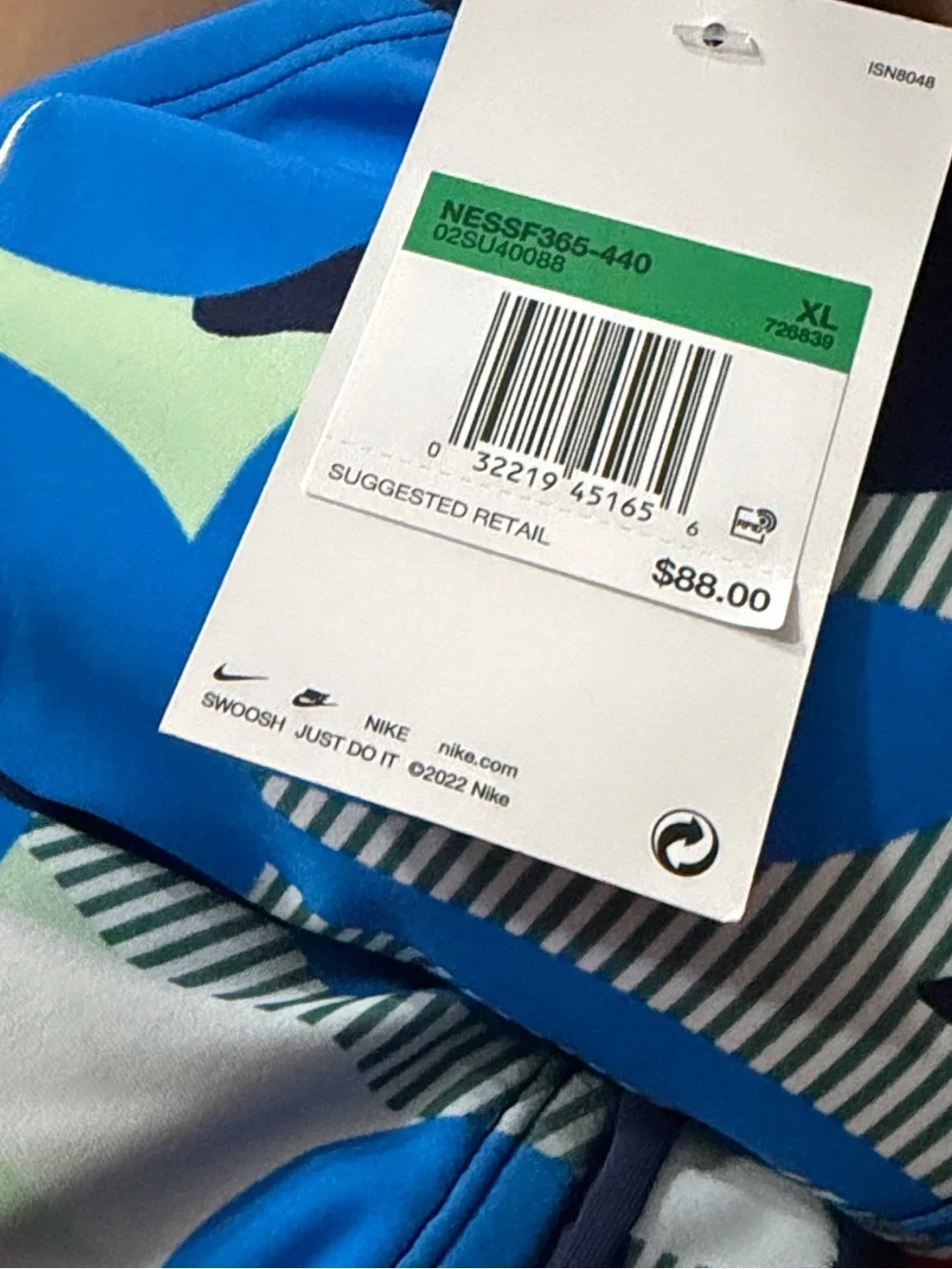 Nike Swim ‎ Active Mesh V- Back One Piece Blue Jungle Floral XL NESSF365-638